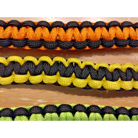 Multi Colored Paracord Hand-Woven Chinese Knot Bracelets Unisex Set of 3 Neon - Picture 2 of 5